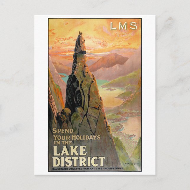 England Lake District Vintage Travel Poster Postkarte (Vorderseite)
