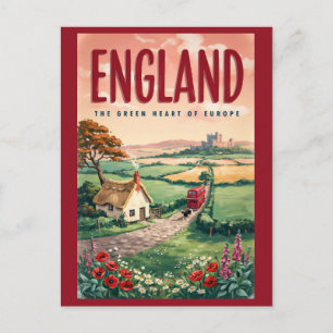 England Landschaft Illustration Reise Kunst Retro Postkarte