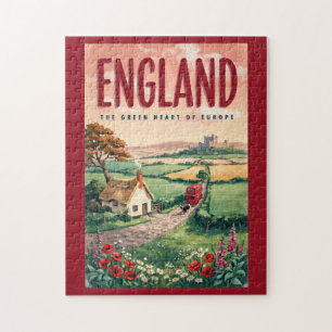 England Landschaft Illustration Reise Kunst Retro Puzzle