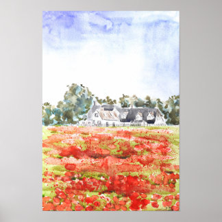 England Landschaft Mohnfeld Malerei Poster