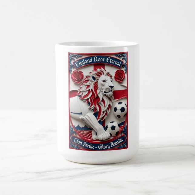 England Lion Strike Soccer, Football Pride Gift Kaffeetasse (Mittel)