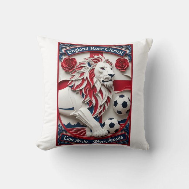 England Lion Strike Soccer, Football Pride Gift Kissen (Vorderseite)