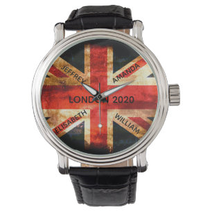 England London Union Jack Flagge rustikal Armbanduhr
