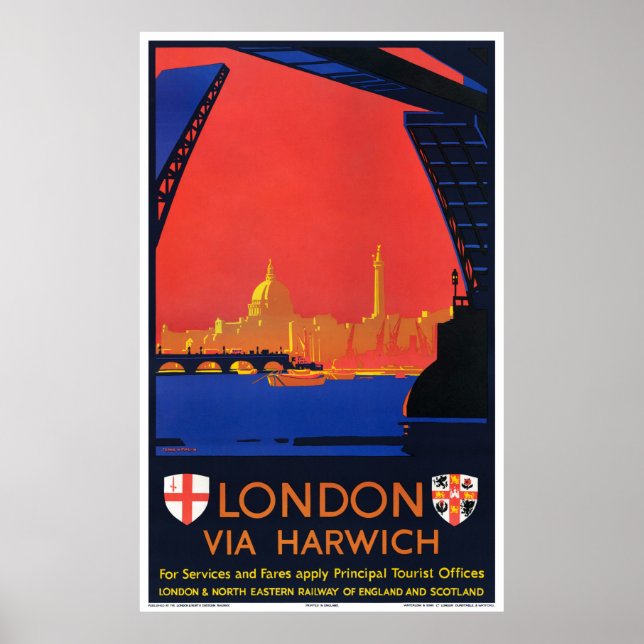 England London Vintage Travel Poster wiederhergest (Vorne)