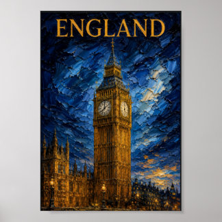 England: Majestic Twilight Big Ben Art Souvenir Poster