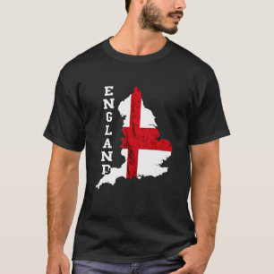 England Map St George's Cross English Flag Englisc T-Shirt