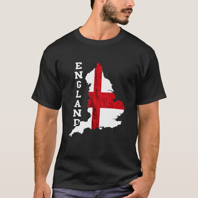 England Map St George's Cross English Flag Englisc T-Shirt (Vorderseite)
