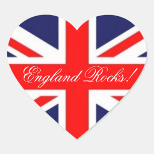 England Rocks-Union Jack Flag Herz-Aufkleber