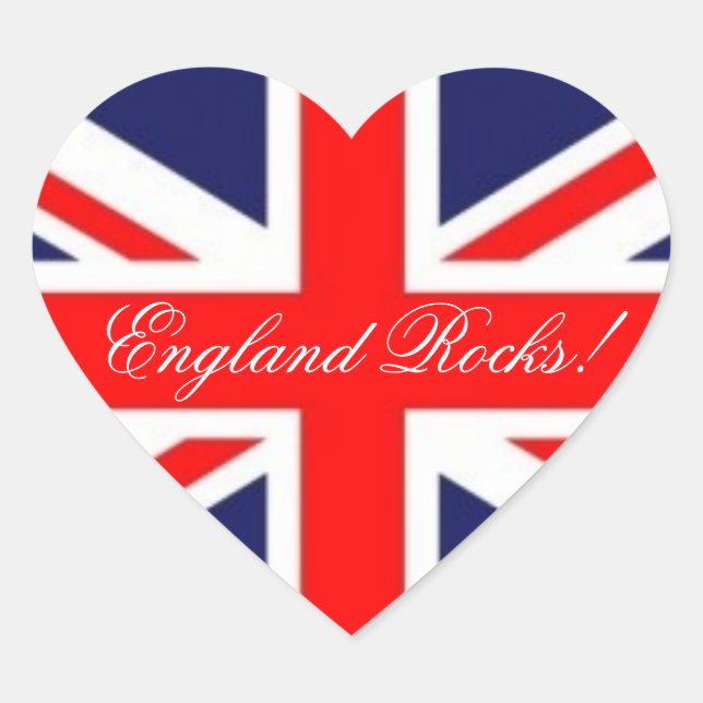 England Rocks-Union Jack Flag Herz-Aufkleber (Vorderseite)