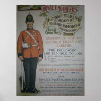 England Royal Engineers Rekrutierungspaket 1890 Poster