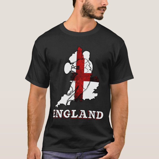 England Rugby English Flag und Rugby Player Silhou T-Shirt (Vorderseite)