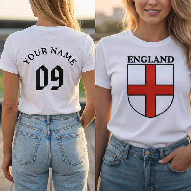 England Shield Crest Personalized Name Number  T-Shirt (England Shield Crest Personalized Name Number Soccer T-Shirt)