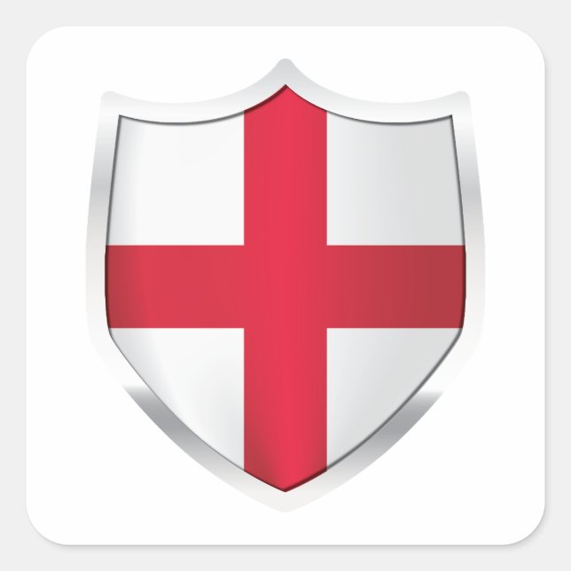 England Silver Shield Flag Quadratischer Aufkleber (Vorderseite)