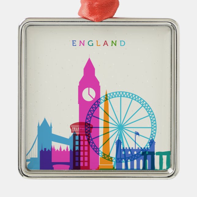 England-Skyline Ornament Aus Metall (Vorne)