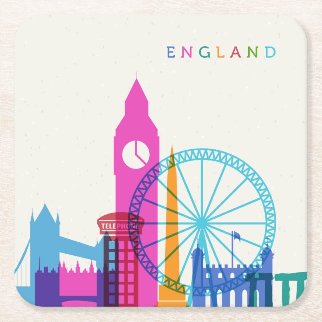 England Skyline Rechteckiger Pappuntersetzer (Vorderseite)