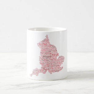 England Slang British Word Art Map Kaffee Tasse