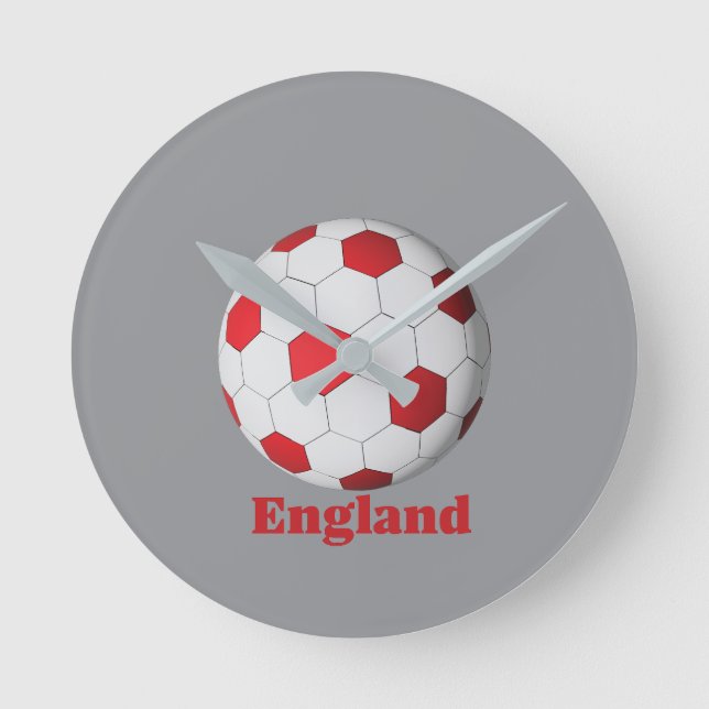 England Soccer Runde Wanduhr (Vorderseite)