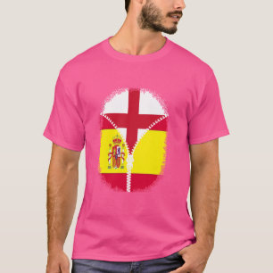 England Spanien Flagge Englisch Spanischer Zipper T-Shirt