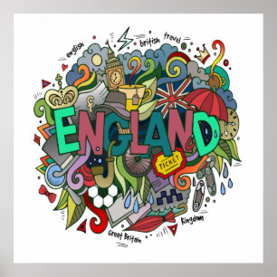 England Spaß Illustration Art Poster