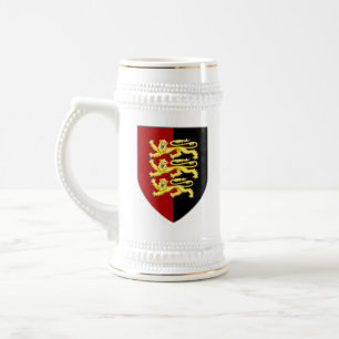 England Stein - Löwen auf rot und schwarz Bierglas