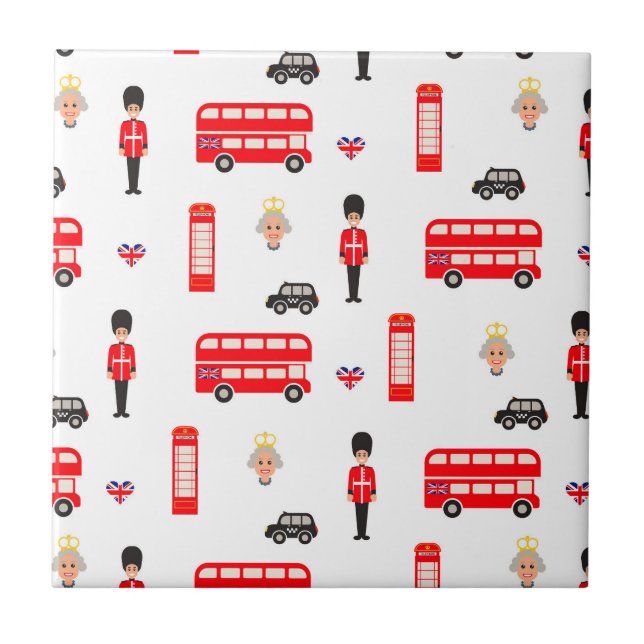 England Symbole Muster Fliese (Vorderseite)