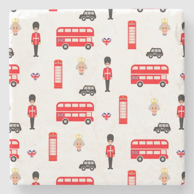 England Symbole Muster Steinuntersetzer (Vorderseite)