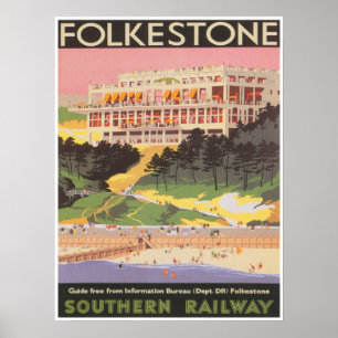 England Travel Print, Folkestone England Poster