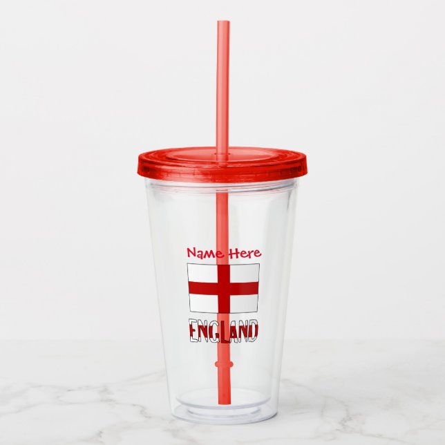 England und Englisch Flag Red Personalization Acryltrinkbecher (Vorderseite)
