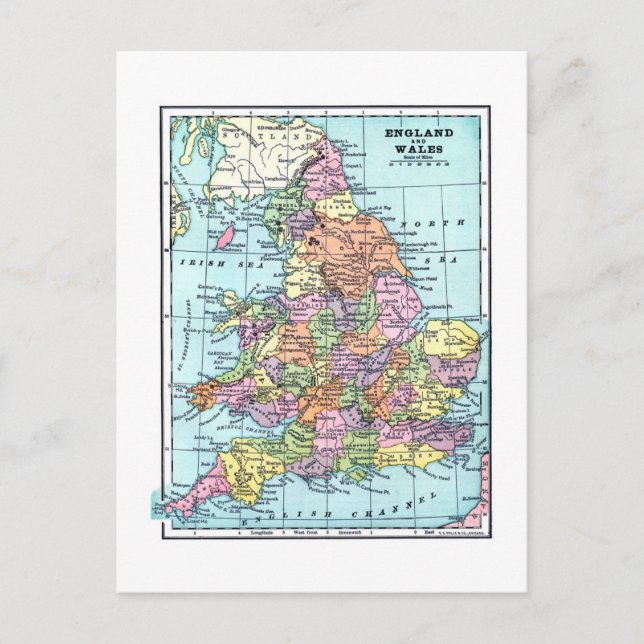 England und Wales Vintage Postkarte (Vorderseite)