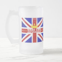 England Union Jack British Themed Distressed Flag Mattglas Bierglas