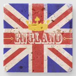 England Union Jack British Themed Distressed Flag Steinuntersetzer
