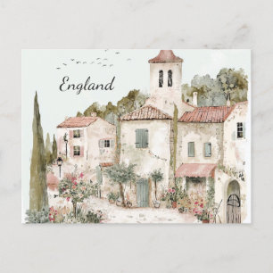 England Vintag Watercolor Englisch Landschaft Postkarte