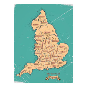 England Vintage-Kreis-Karte Fotodruck