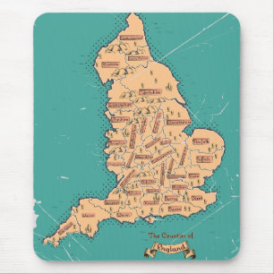 England Vintage-Kreis-Karte Mousepad