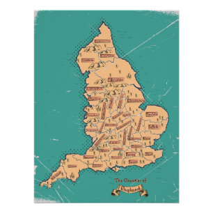 England Vintage-Kreis-Karte Poster