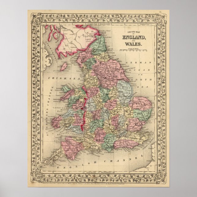 England, Wales Map von Mitchell Poster (Vorne)