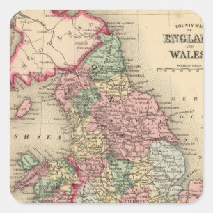 England, Wales Map von Mitchell Quadratischer Aufkleber