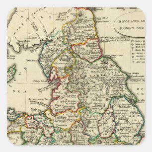 England, Wales römisch, modern Quadratischer Aufkleber
