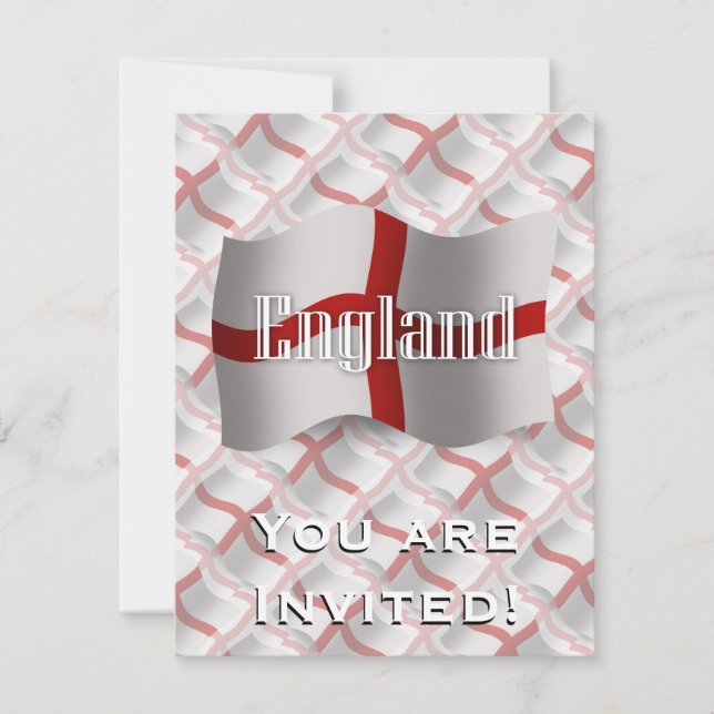 England Wave Flag Einladung (Vorderseite)