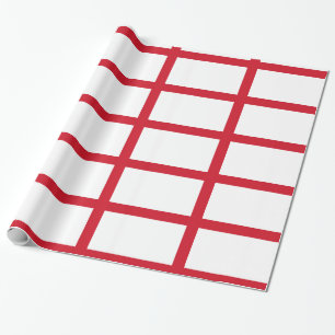 England Weiß mit roten Linien Geschenkpapier