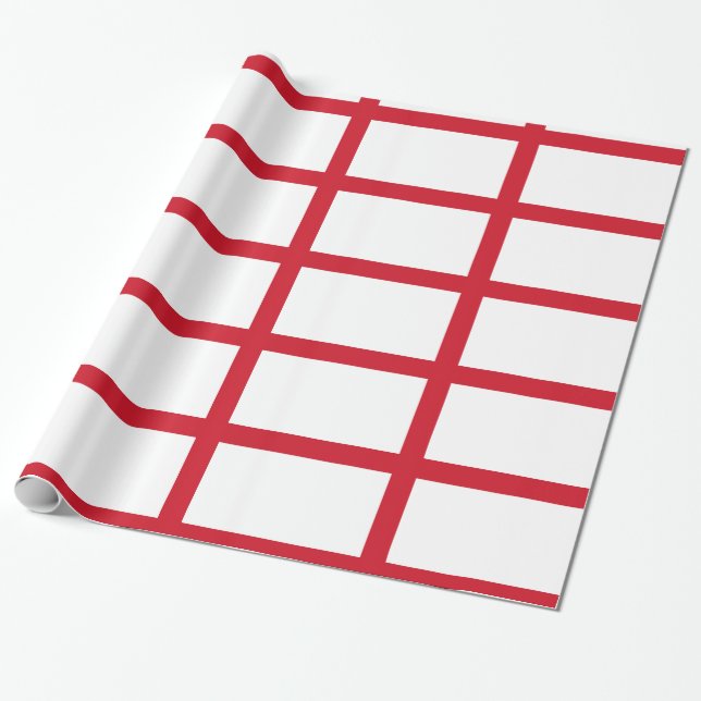 England Weiß mit roten Linien Geschenkpapier (Ungerollt)
