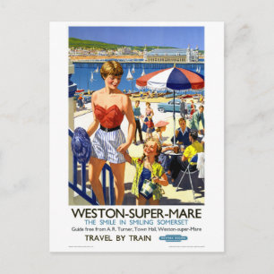 England Weston Super Mare Vintage Reiseposter Postkarte