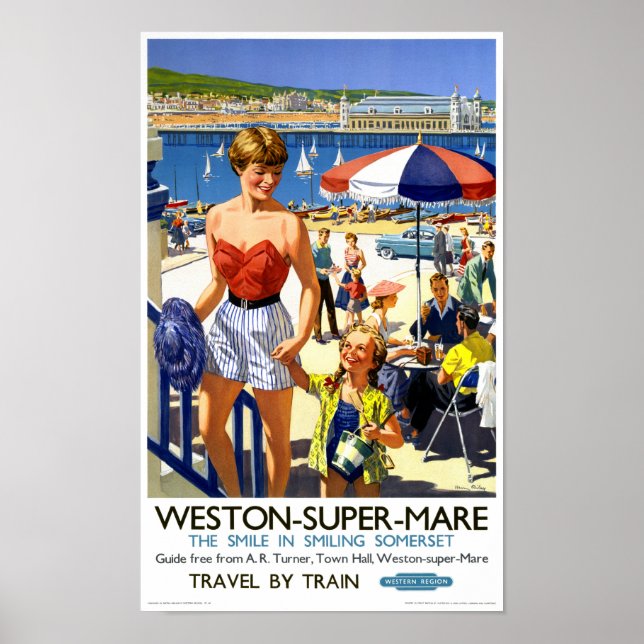 England Weston Super Mare Vintage Travel Poster (Vorne)