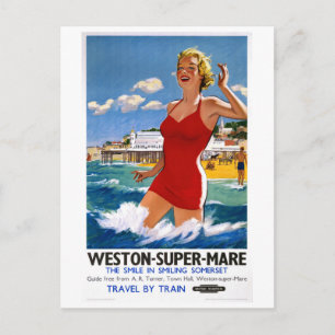 England Weston Super Mare Vintage Travel Poster Postkarte