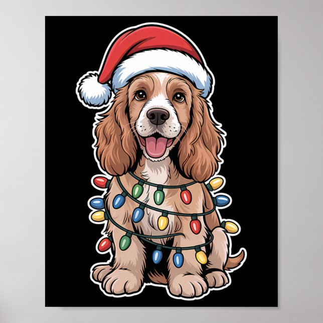 Engländer Er Spaniel wackelte in Weihnachtslicht Poster (Vorne)