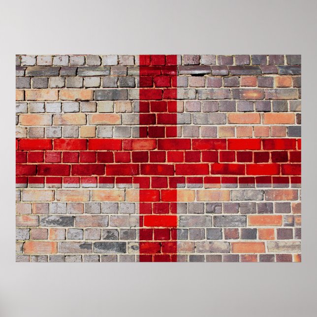 Englandflagge an einer Ziegelmauer Poster (Vorne)