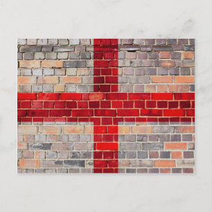 Englandflagge an einer Ziegelmauer Postkarte