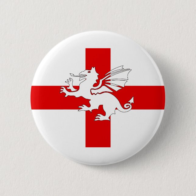 Englandflagge und -drache button (Vorderseite)