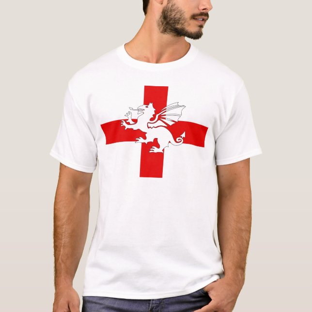 Englandflagge und -drache T-Shirt (Vorderseite)