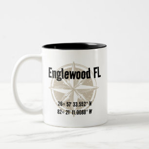Englewood, Florida, nautische Breitengrad Zweifarbige Tasse